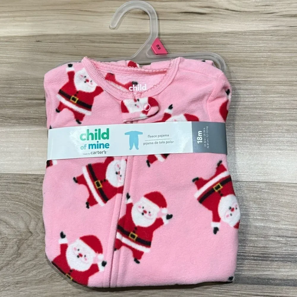 NEW Child of Mine Santa One Piece Fleece Pajamas Girls 18 Month